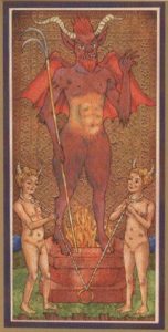 The Devil Tarot Card - Golden Tarot - The Visconti-Sforza Deck