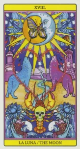 The Moon Tarot Card - Tarot de El Dios de los Tres